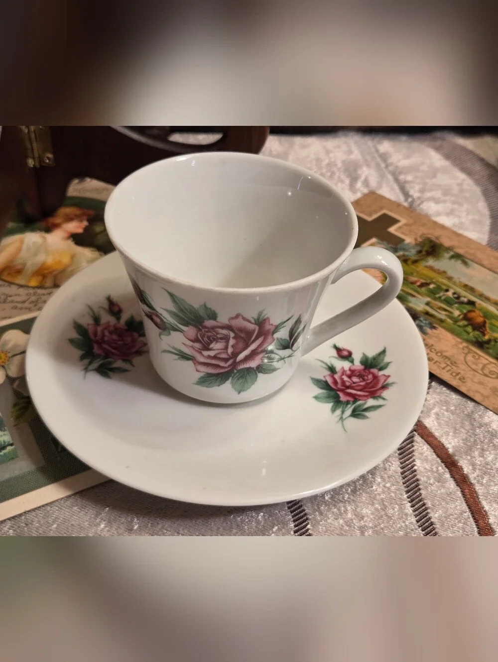 Vintage Mitterteich Bavaria Pink Flower Teacup Saucer Set
